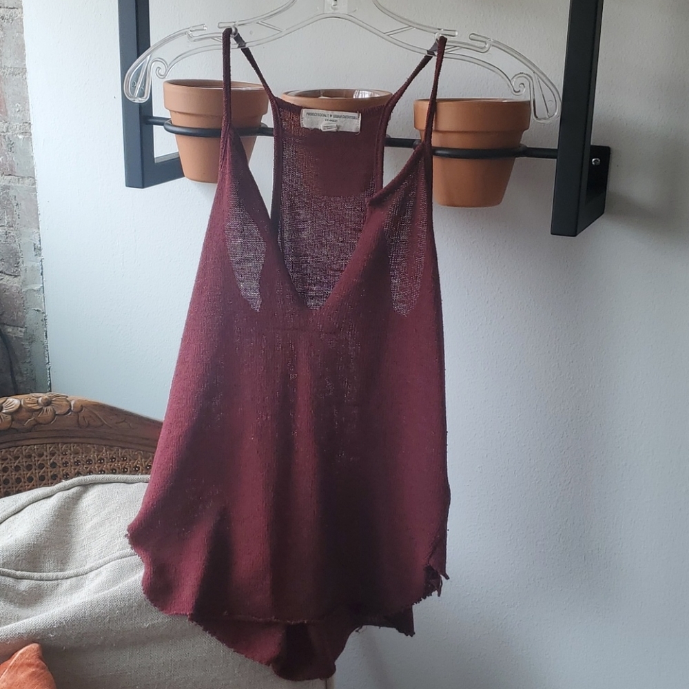 Urban Outfitters Burgundy Plunging Kneckline Top